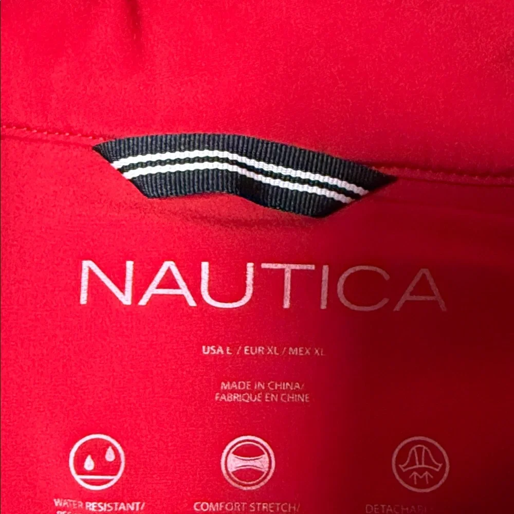 Nautica Red Hooded Jacket with Snap & Zip Closure - Picture 3 of 7